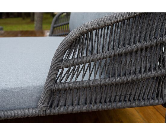 "Позитано" лежак плетеный из роупа, каркас алюминий темно-серый (RAL7024) муар, роуп темно-серый круглый, ткань темно-серая 027, изображение 7 | Интернет магазин мебели и декора LifeDekor
