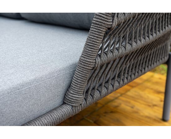 "Позитано" лежак плетеный из роупа, каркас алюминий темно-серый (RAL7024) муар, роуп темно-серый круглый, ткань темно-серая 027, изображение 8 | Интернет магазин мебели и декора LifeDekor