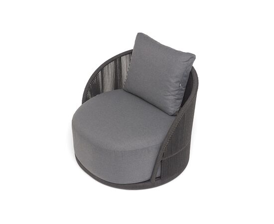 "Монтелла" кресло плетеное из роупа, каркас алюминий темно-серый (RAL7024) муар, роуп темно-серый круглый, ткань темно-серая 027, изображение 4 | Интернет магазин мебели и декора LifeDekor