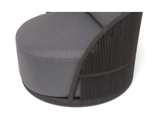 "Монтелла" кресло плетеное из роупа, каркас алюминий темно-серый (RAL7024) муар, роуп темно-серый круглый, ткань темно-серая 027, изображение 6 | Интернет магазин мебели и декора LifeDekor