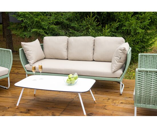 "Фиджи" лаунж-зона 5-местная плетеная из роупа (веревки), каркас алюминиевый светло-серый, роуп зеленый (4204), изображение 13 | Интернет магазин мебели и декора LifeDekor