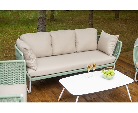 "Фиджи" лаунж-зона 5-местная плетеная из роупа (веревки), каркас алюминиевый светло-серый, роуп зеленый (4204), изображение 14 | Интернет магазин мебели и декора LifeDekor
