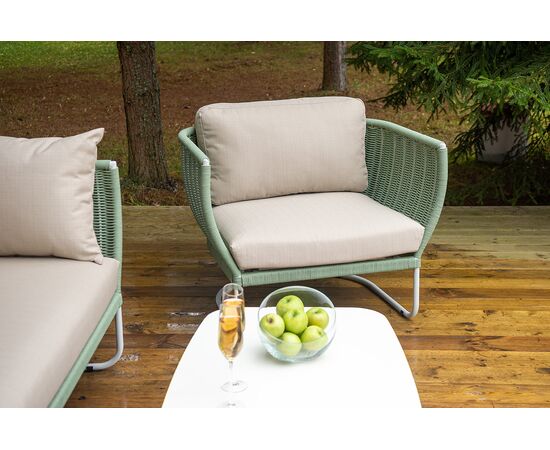 "Фиджи" лаунж-зона 5-местная плетеная из роупа (веревки), каркас алюминиевый светло-серый, роуп зеленый (4204), изображение 15 | Интернет магазин мебели и декора LifeDekor