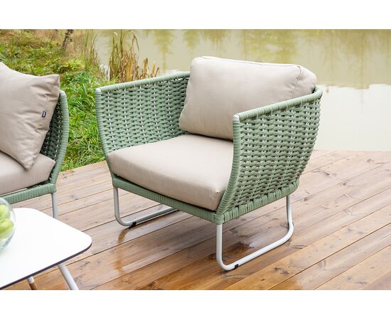 "Фиджи" лаунж-зона 5-местная плетеная из роупа (веревки), каркас алюминиевый светло-серый, роуп зеленый (4204), изображение 16 | Интернет магазин мебели и декора LifeDekor