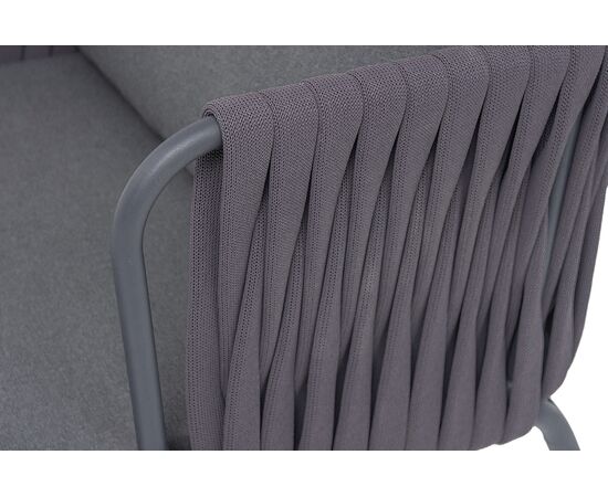 "Ронда" кресло плетеное из роупа, каркас алюминий темно-серый (RAL7024) муар, роуп серый 40 мм tex, ткань темно-серая 027, изображение 7 | Интернет магазин мебели и декора LifeDekor