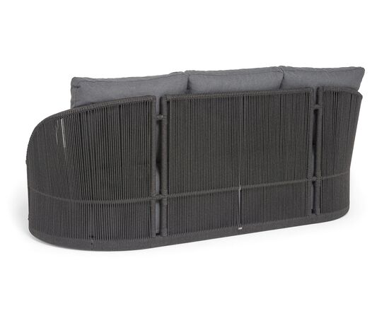 "Монтелла" диван 3-местный плетеный из роупа, каркас алюминий темно-серый (RAL7024) муар, роуп темно-серый круглый, ткань темно-серая 027, изображение 5 | Интернет магазин мебели и декора LifeDekor