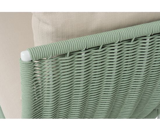 "Фиджи" диван 3-местный плетеный из роупа, каркас алюминий светло-серый (RAL7035) муар, роуп зеленый (4204) круглый tex, ткань Mossle бежевая, изображение 7 | Интернет магазин мебели и декора LifeDekor
