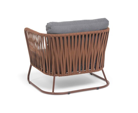 "Багамы" кресло плетеное из роупа, каркас алюминий коричневый (RAL8016) муар, роуп BZ23-ED31, ткань темно-серая 027, изображение 5 | Интернет магазин мебели и декора LifeDekor