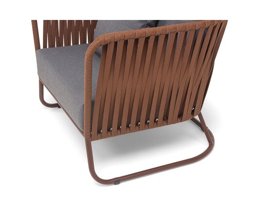 "Багамы" кресло плетеное из роупа, каркас алюминий коричневый (RAL8016) муар, роуп BZ23-ED31, ткань темно-серая 027, изображение 6 | Интернет магазин мебели и декора LifeDekor