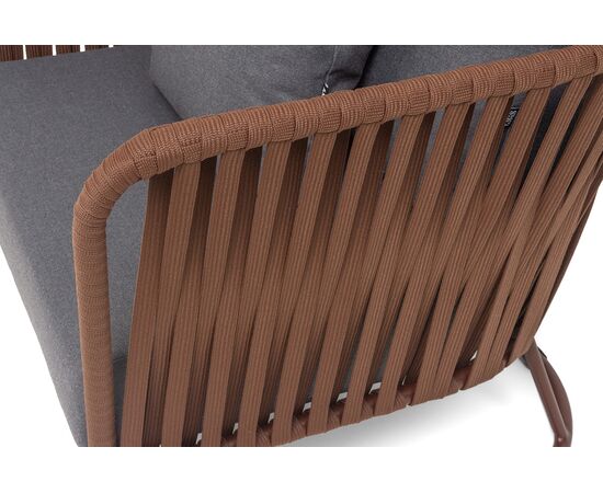 "Багамы" кресло плетеное из роупа, каркас алюминий коричневый (RAL8016) муар, роуп BZ23-ED31, ткань темно-серая 027, изображение 7 | Интернет магазин мебели и декора LifeDekor