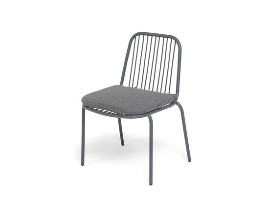 "Кастелло" стул плетеный из роупа, каркас из стали темно-серый (RAL7024) муар, ткань темно-серая 027 | Интернет магазин мебели и декора LifeDekor