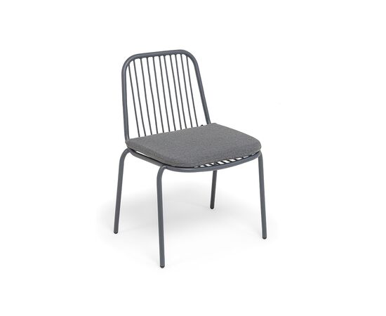 "Кастелло" стул плетеный из роупа, каркас из стали темно-серый (RAL7024) муар, ткань темно-серая 027, изображение 2 | Интернет магазин мебели и декора LifeDekor