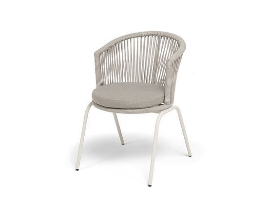 "Люксембург" стул плетеный из роупа, каркас из стали (RAL1013) муар, роуп бежевый круглый, ткань бежевая 15052 | Интернет магазин мебели и декора LifeDekor