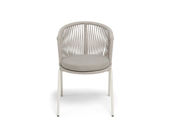 "Люксембург" стул плетеный из роупа, каркас из стали (RAL1013) муар, роуп бежевый круглый, ткань бежевая 15052, изображение 3 | Интернет магазин мебели и декора LifeDekor