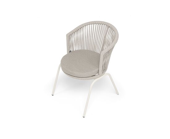 "Люксембург" стул плетеный из роупа, каркас из стали (RAL1013) муар, роуп бежевый круглый, ткань бежевая 15052, изображение 4 | Интернет магазин мебели и декора LifeDekor