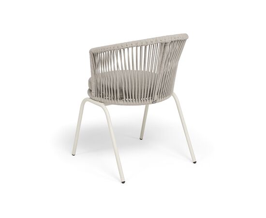 "Люксембург" стул плетеный из роупа, каркас из стали (RAL1013) муар, роуп бежевый круглый, ткань бежевая 15052, изображение 5 | Интернет магазин мебели и декора LifeDekor