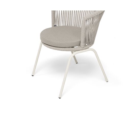 "Люксембург" стул плетеный из роупа, каркас из стали (RAL1013) муар, роуп бежевый круглый, ткань бежевая 15052, изображение 6 | Интернет магазин мебели и декора LifeDekor