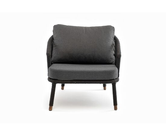 "Верона" кресло плетеное из роупа, каркас алюминий темно-серый (RAL7024) муар, роуп темно-серый круглый, ткань темно-серая 027, изображение 2 | Интернет магазин мебели и декора LifeDekor