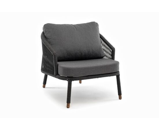 "Верона" кресло плетеное из роупа, каркас алюминий темно-серый (RAL7024) муар, роуп темно-серый круглый, ткань темно-серая 027, изображение 3 | Интернет магазин мебели и декора LifeDekor