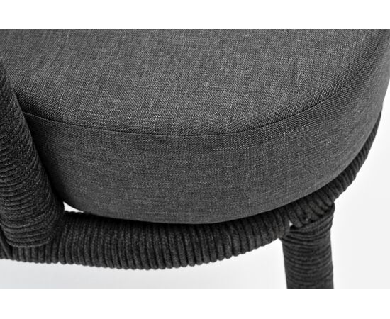 "Верона" кресло плетеное из роупа, каркас алюминий темно-серый (RAL7024) муар, роуп темно-серый круглый, ткань темно-серая 027, изображение 4 | Интернет магазин мебели и декора LifeDekor