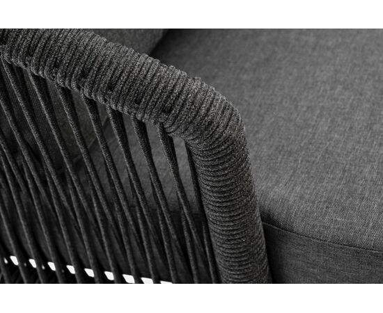 "Верона" кресло плетеное из роупа, каркас алюминий темно-серый (RAL7024) муар, роуп темно-серый круглый, ткань темно-серая 027, изображение 6 | Интернет магазин мебели и декора LifeDekor