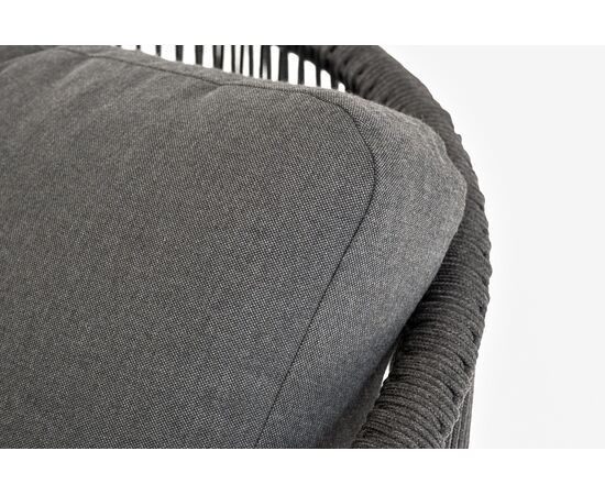 "Верона" кресло плетеное из роупа, каркас алюминий темно-серый (RAL7024) муар, роуп темно-серый круглый, ткань темно-серая 027, изображение 7 | Интернет магазин мебели и декора LifeDekor