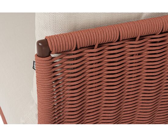 "Фиджи" диван 3-местный плетеный из роупа, каркас алюминий коричневый (RAL8016) муар, роуп красный (8372) круглый tex, ткань Mossle бежевая, изображение 6 | Интернет магазин мебели и декора LifeDekor