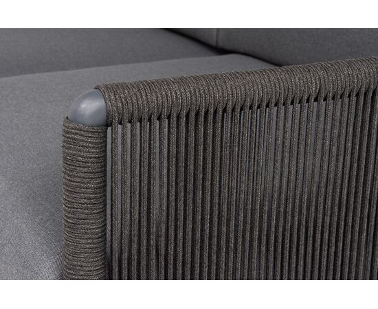 "Джелло" диван 3-местный плетеный из роупа, каркас алюминий темно-серый (RAL7024) муар, роуп темно-серый круглый, ткань темно-серая 027, изображение 7 | Интернет магазин мебели и декора LifeDekor