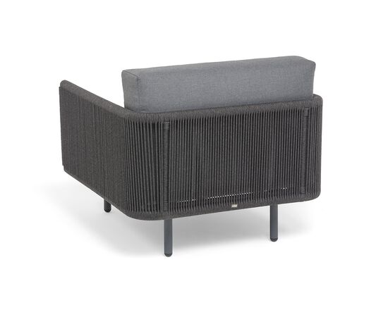 "Джелло" кресло плетеное из роупа, каркас алюминий темно-серый (RAL7024) муар, роуп темно-серый круглый, ткань темно-серая 027, изображение 5 | Интернет магазин мебели и декора LifeDekor