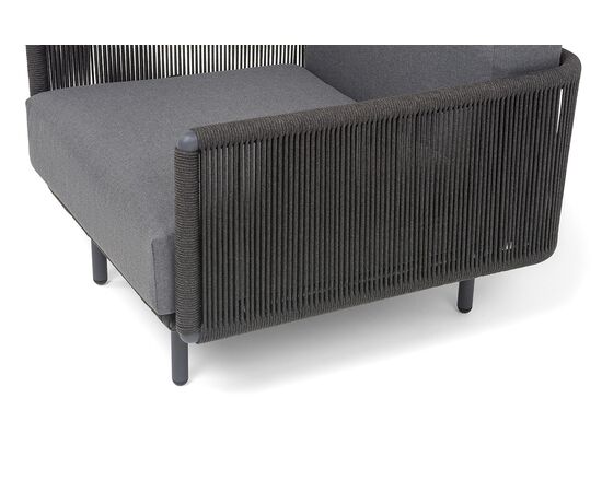 "Джелло" кресло плетеное из роупа, каркас алюминий темно-серый (RAL7024) муар, роуп темно-серый круглый, ткань темно-серая 027, изображение 6 | Интернет магазин мебели и декора LifeDekor