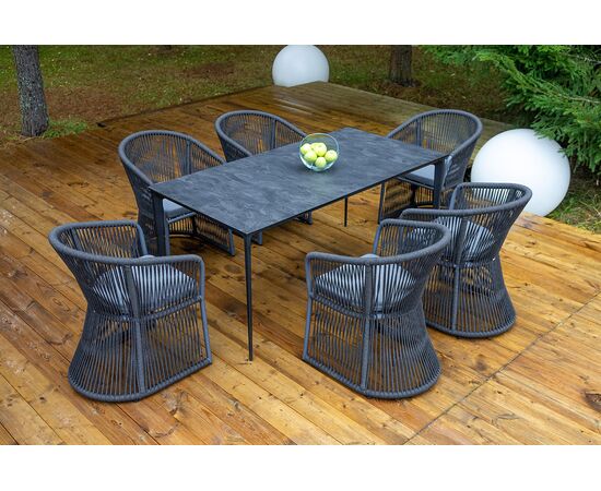 "Романо" обеденная группа на 6 персон, каркас темно-серый, роуп темно-серый | Интернет магазин мебели и декора LifeDekor