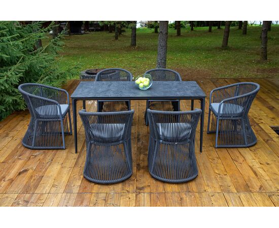 "Романо" обеденная группа на 6 персон, каркас темно-серый, роуп темно-серый, изображение 2 | Интернет магазин мебели и декора LifeDekor