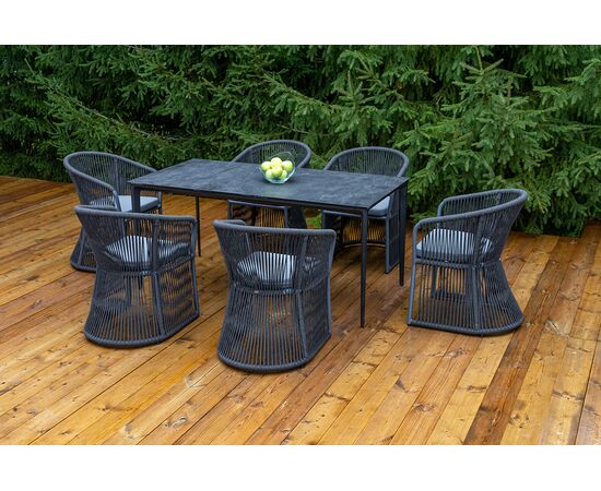 "Романо" обеденная группа на 6 персон, каркас темно-серый, роуп темно-серый, изображение 3 | Интернет магазин мебели и декора LifeDekor