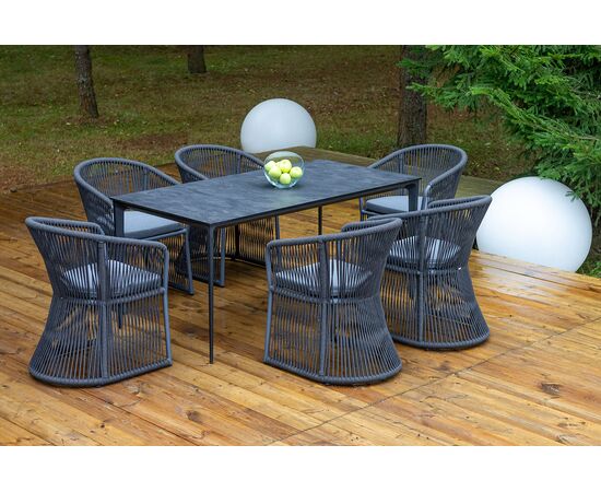 "Романо" обеденная группа на 6 персон, каркас темно-серый, роуп темно-серый, изображение 4 | Интернет магазин мебели и декора LifeDekor