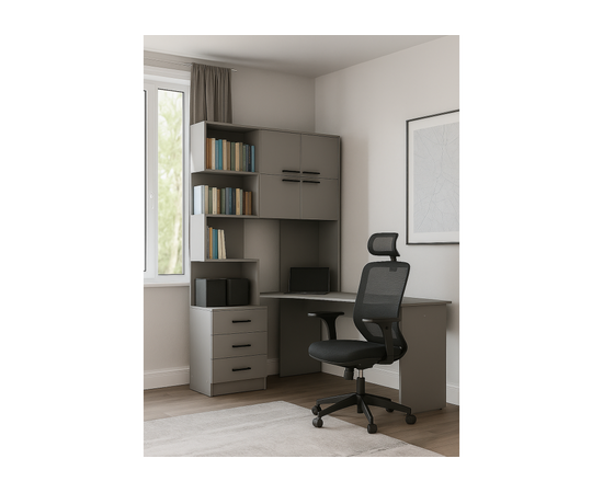 Компьютерный стол Эльброни правый шиншилла серая, изображение 2 | Интернет магазин мебели и декора LifeDekor