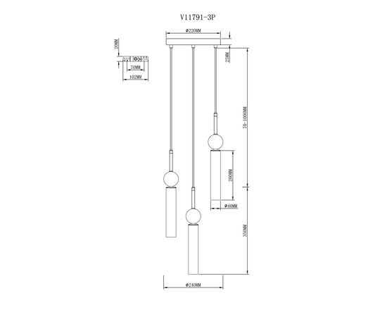 Светильник подвесной Moderli V11791-3P Illis, изображение 3 | Интернет магазин мебели и декора LifeDekor