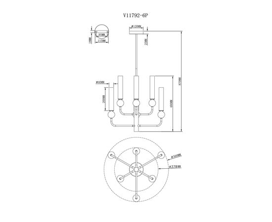 Люстра подвесная Moderli V11792-6P Illis, изображение 3 | Интернет магазин мебели и декора LifeDekor