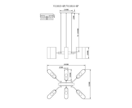 Люстра подвесная Moderli V11813-6P Metalicana, изображение 3 | Интернет магазин мебели и декора LifeDekor
