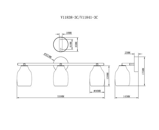 Спот Moderli V11841-3C Adalina, изображение 3 | Интернет магазин мебели и декора LifeDekor