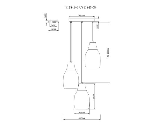 Светильник подвесной Moderli V11843-3P Adalina, изображение 3 | Интернет магазин мебели и декора LifeDekor
