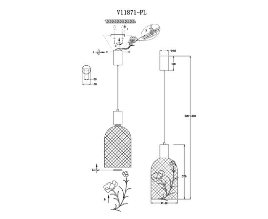 Светильник подвесной светодиодный Moderli V11871-PL Ophelia, изображение 3 | Интернет магазин мебели и декора LifeDekor