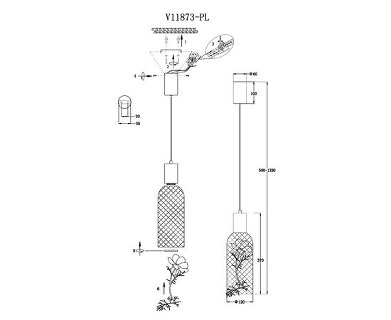 Светильник подвесной светодиодный Moderli V11873-PL Ophelia, изображение 4 | Интернет магазин мебели и декора LifeDekor