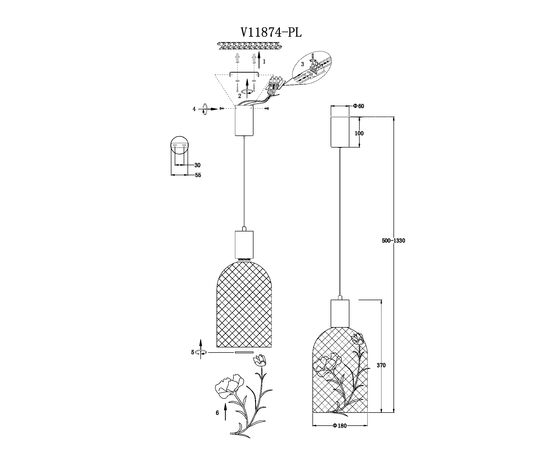 Светильник подвесной светодиодный Moderli V11874-PL Ophelia, изображение 4 | Интернет магазин мебели и декора LifeDekor