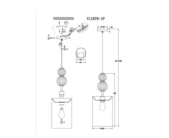 Светильник подвесной Moderli V11876-1P Brumi, изображение 3 | Интернет магазин мебели и декора LifeDekor
