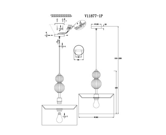 Светильник подвесной Moderli V11877-1P Brumi, изображение 3 | Интернет магазин мебели и декора LifeDekor