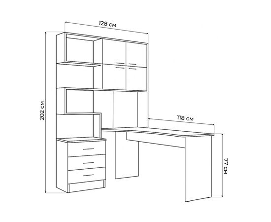 Компьютерный стол Эльброни правый шиншилла серая, изображение 3 | Интернет магазин мебели и декора LifeDekor