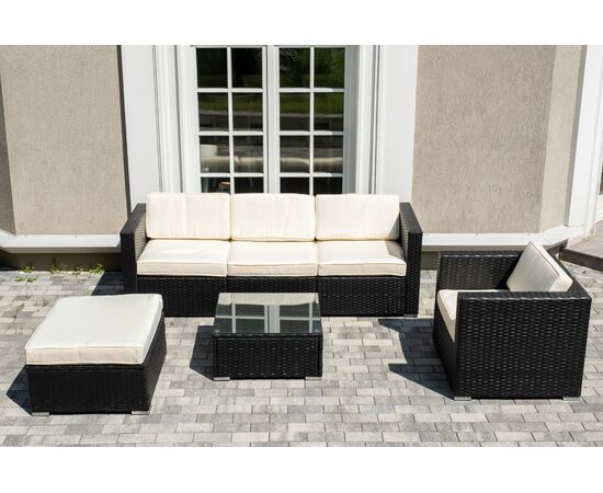 "Даллас" лаунж-зона из искусственного ротанга на 5 персон, цвет черный | Интернет магазин мебели и декора LifeDekor