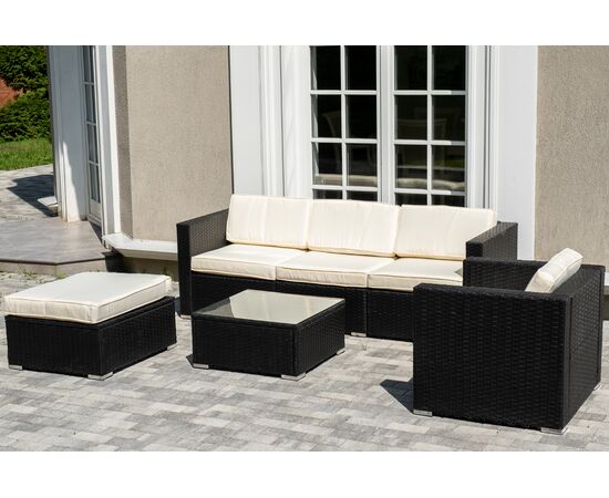 "Даллас" лаунж-зона из искусственного ротанга на 5 персон, цвет черный, изображение 2 | Интернет магазин мебели и декора LifeDekor