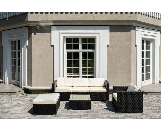 "Даллас" лаунж-зона из искусственного ротанга на 5 персон, цвет черный, изображение 3 | Интернет магазин мебели и декора LifeDekor