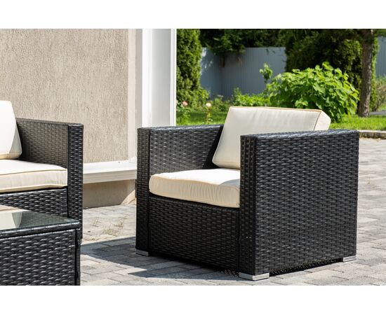 "Даллас" лаунж-зона из искусственного ротанга на 5 персон, цвет черный, изображение 6 | Интернет магазин мебели и декора LifeDekor